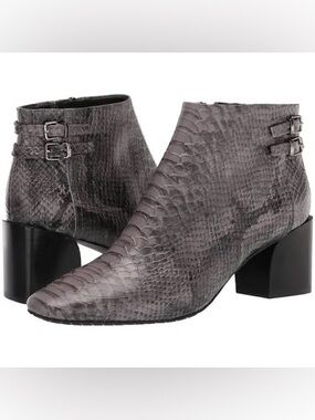 Donald J. Pliner Alek Grey Snake-Embossed Leather Ankle Boots
